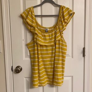 Old Navy Yellow White Striped Flowy Off-Shoulder Sexy Cotton Top Size XXL